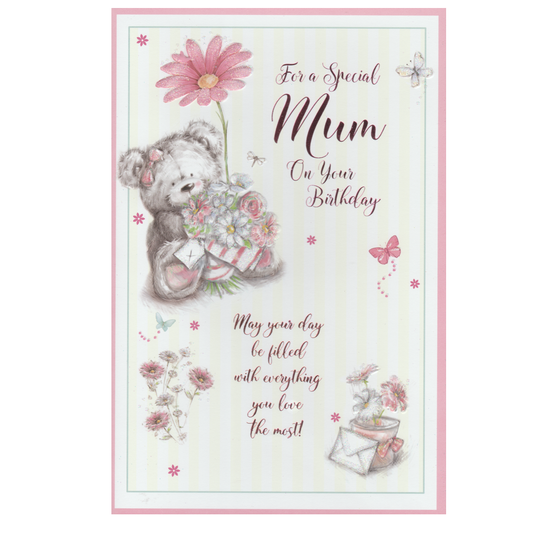 Birthday Card Mum Pink Border