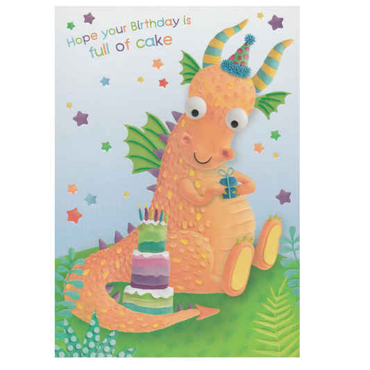 Birthday Card Orange Dragon