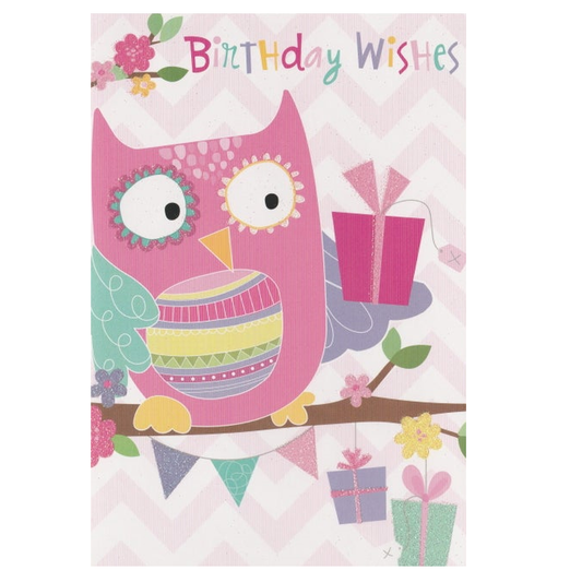 Birthday Card Owl & Present