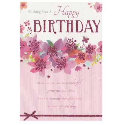 Birthday Card Pink Flowers