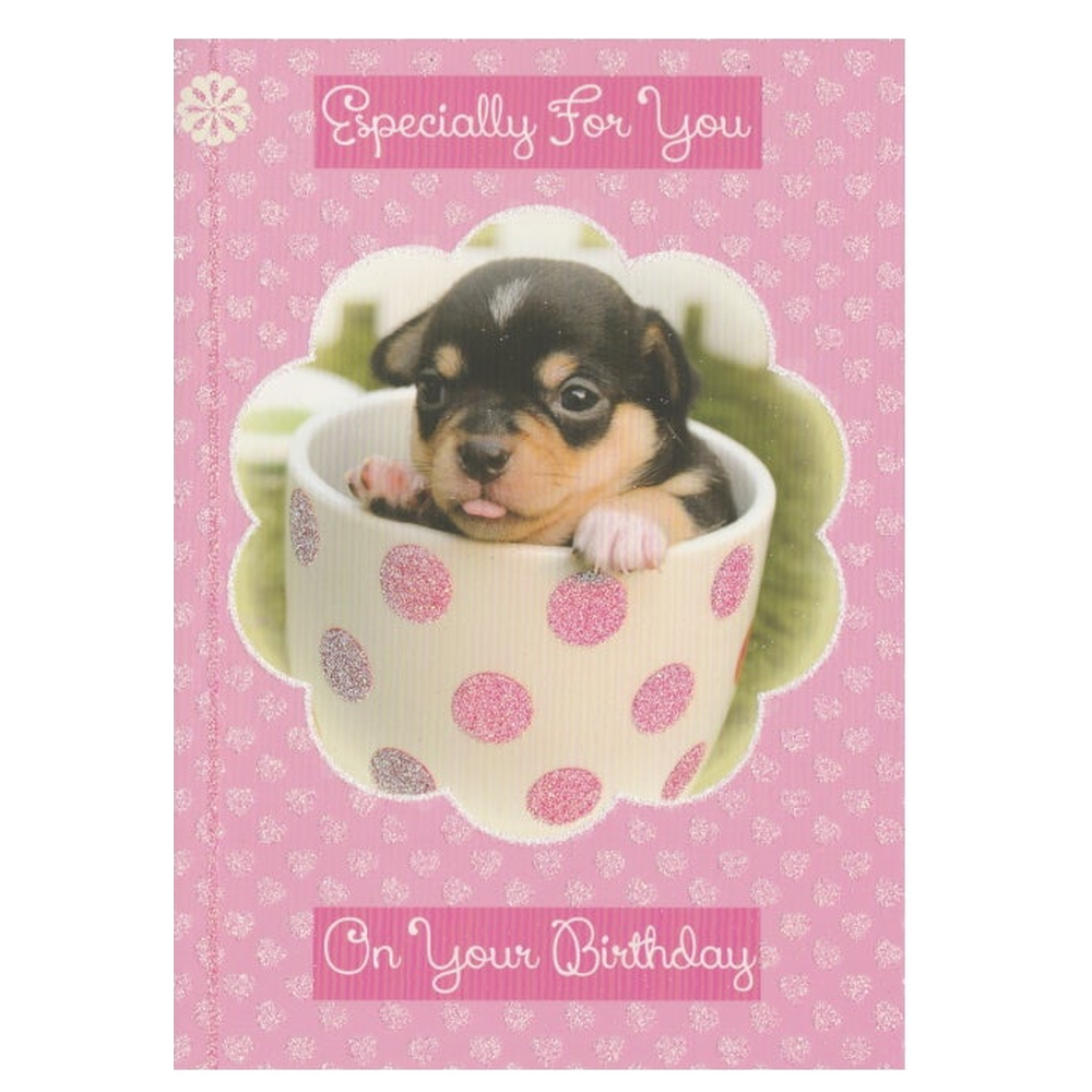 Birthday Card Puppy In A Cup