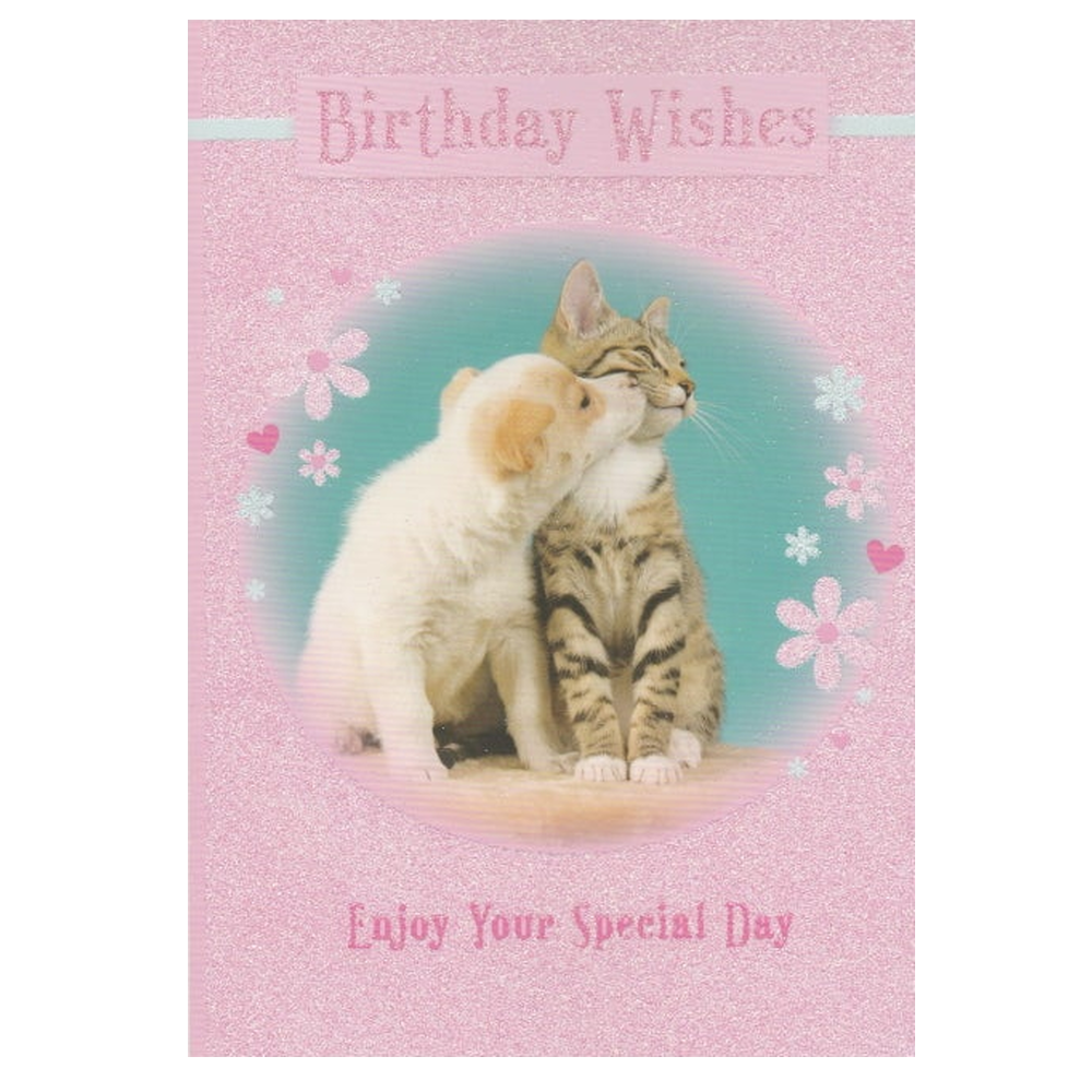 Birthday Card Puppy & Kitten