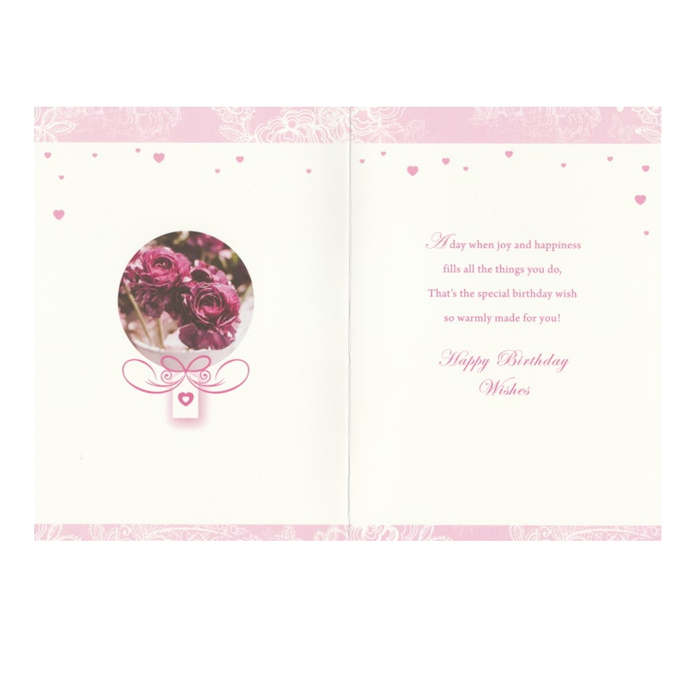 Birthday Card  Purple Roses