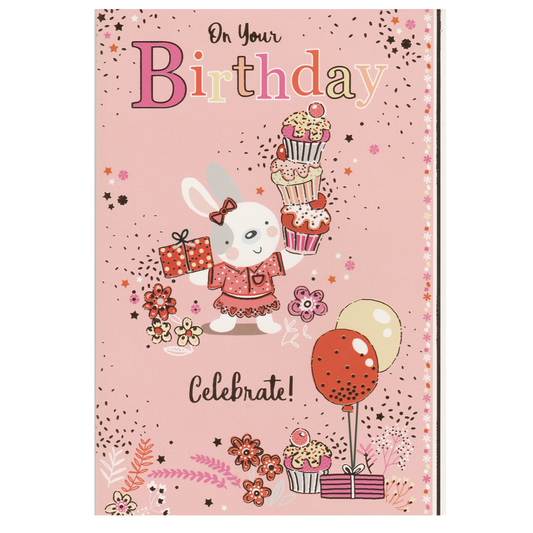 Birthday Card Rabbit Celebrate!