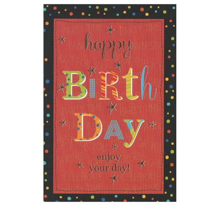 Birthday Card Red Dotted Border