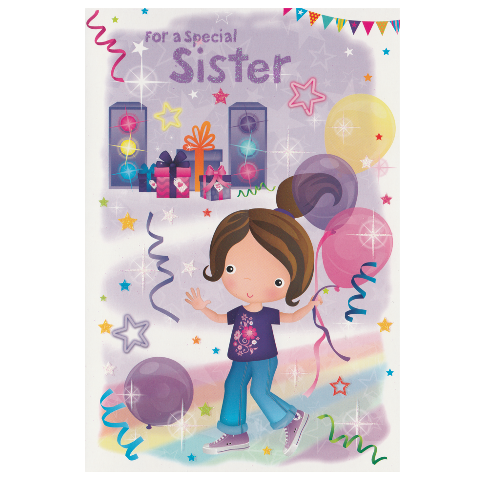 Birthday Card Sister Balloons