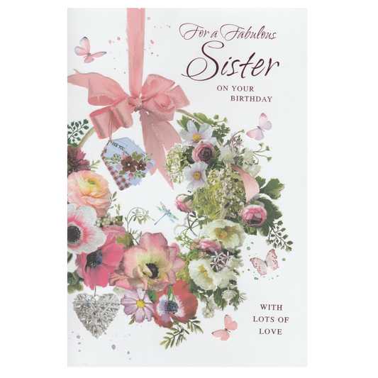 Birthday Card Sister Flower Bow