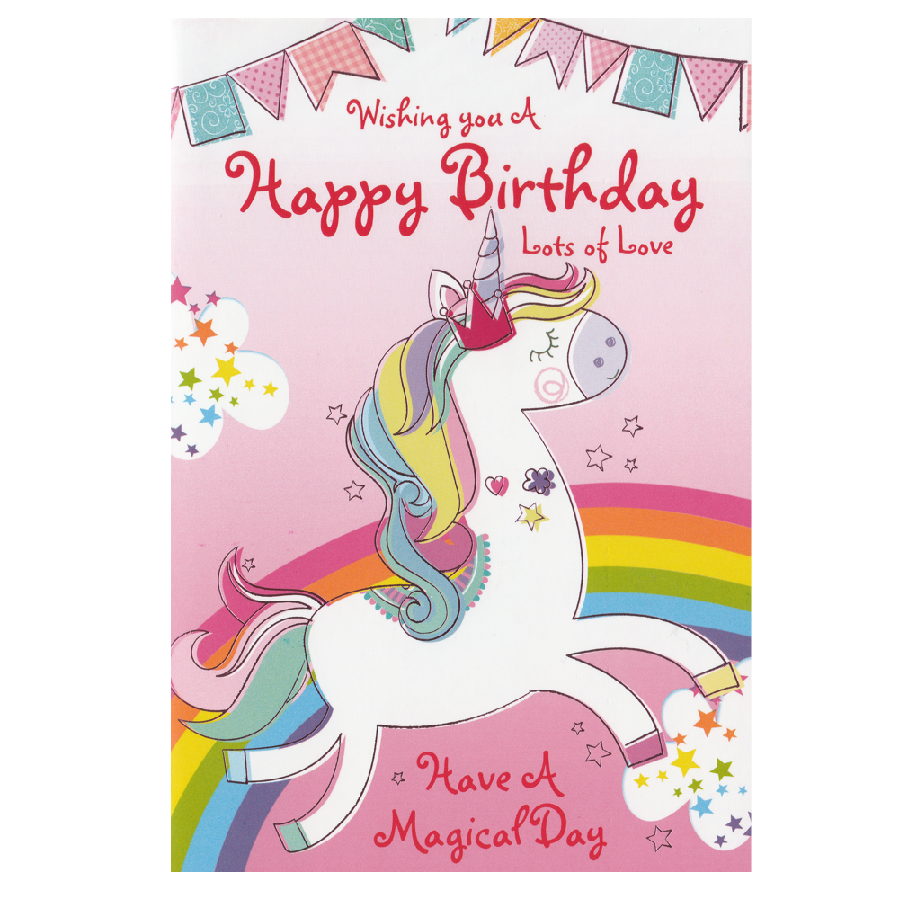 Birthday Card Unicorn Rainbow