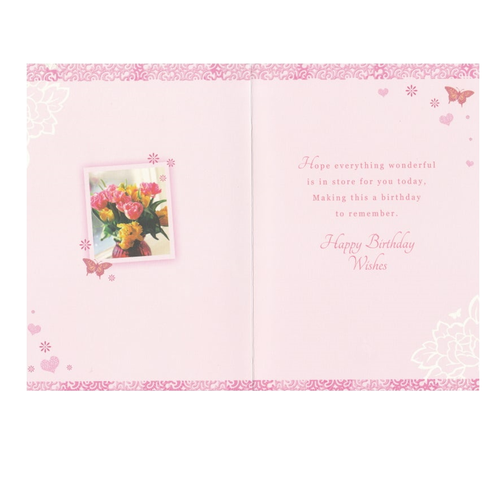 Birthday Card Yellow & Pink Flowers