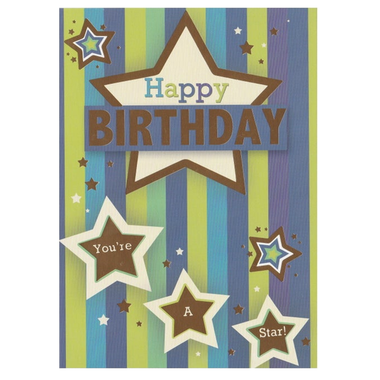 Birthday Card You're A Star Stripes