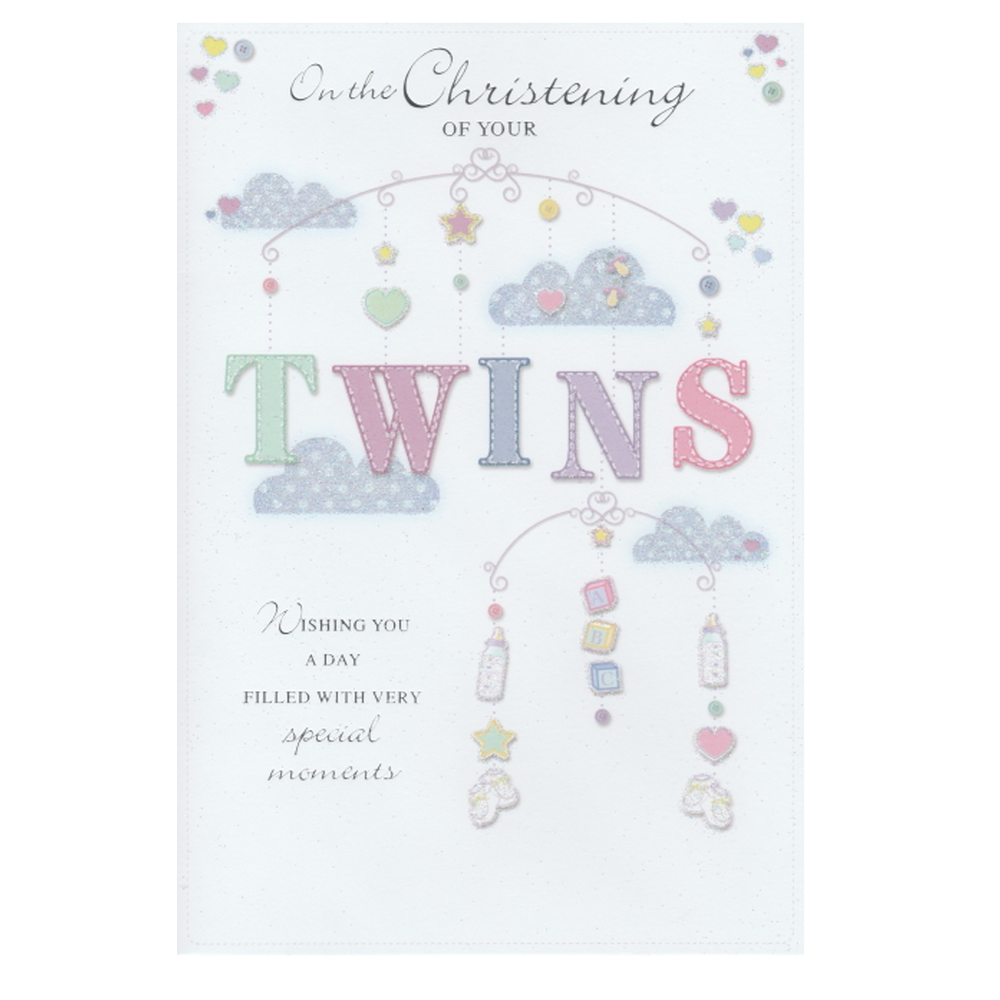 Christening Card Twins