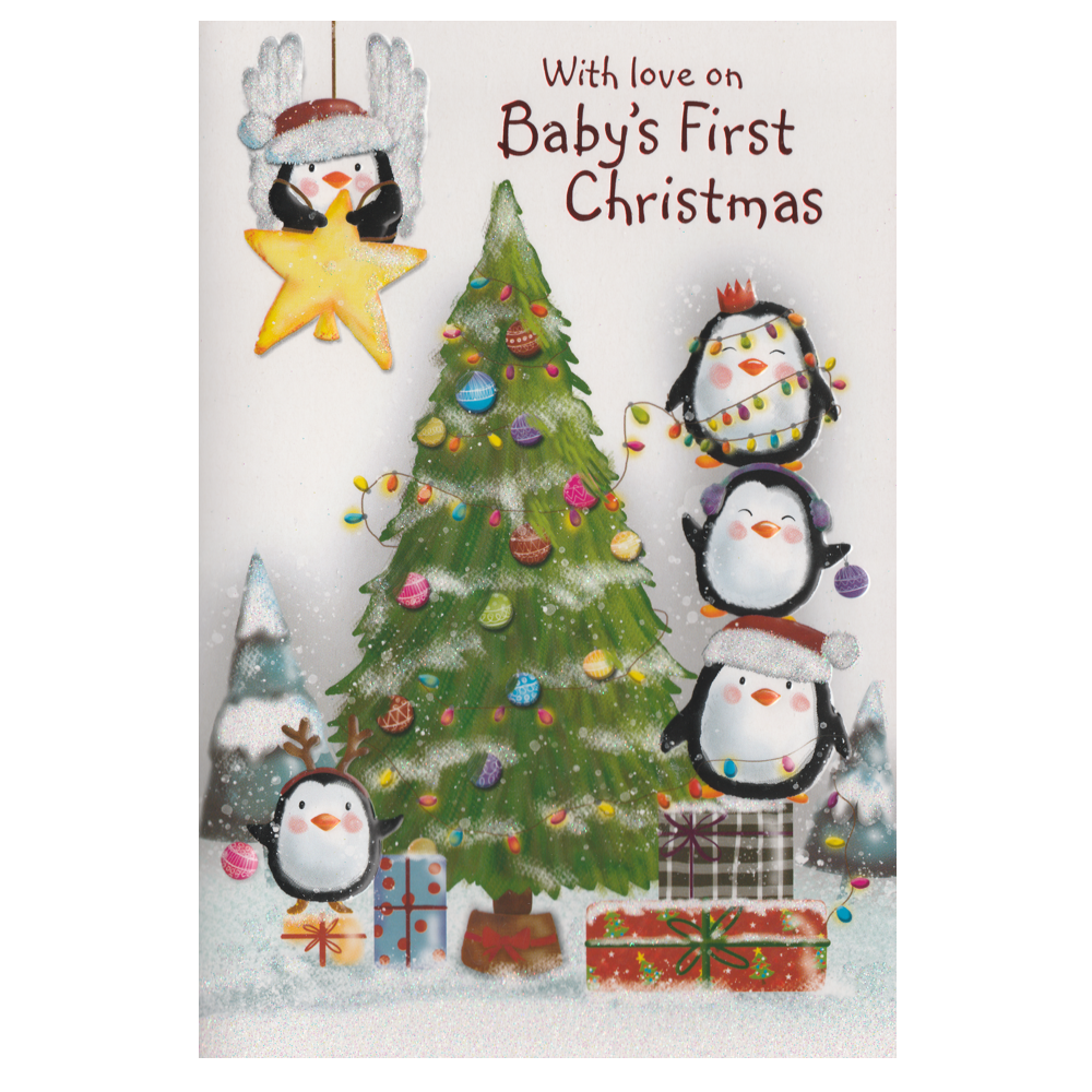 Christmas Card Baby's 1st Penguins