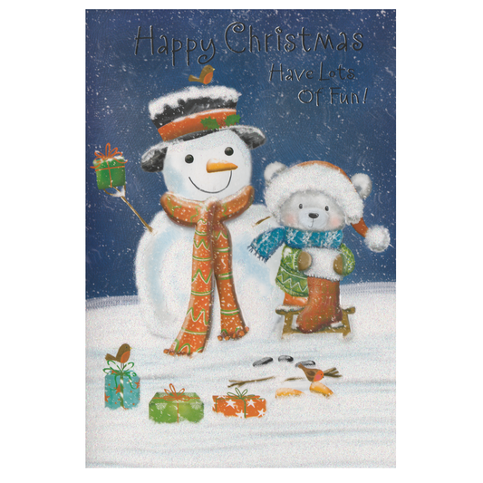 Christmas Card Bear Snowman