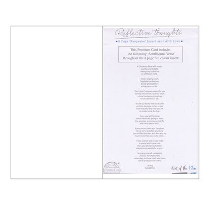 Front of this card features an illustration of a Christmas jumper and gloves, with the text 'FOR A BRILLIANT DAUGHTER at Christmas'.