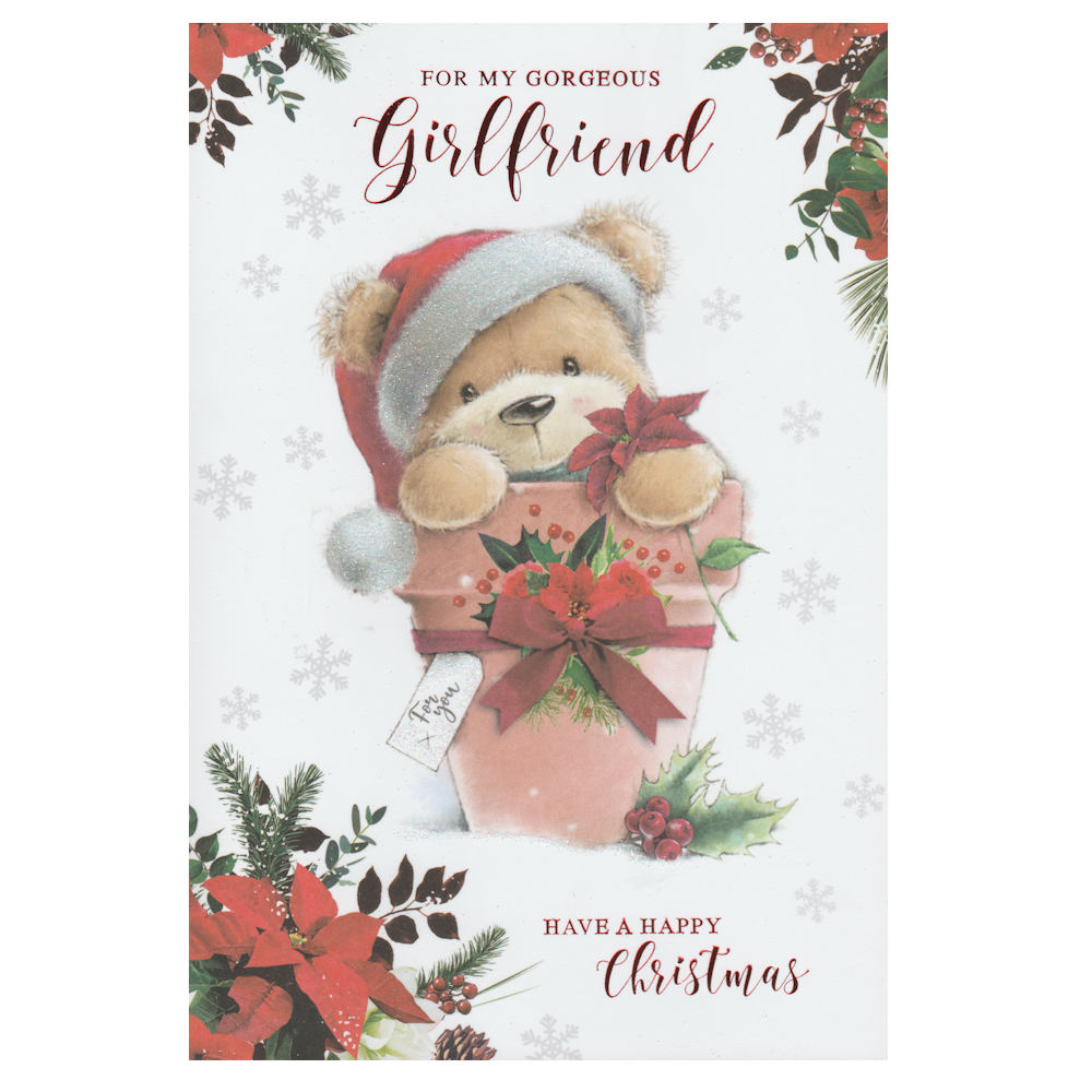 Christmas Card Girlfriend Bear & Plant Pot