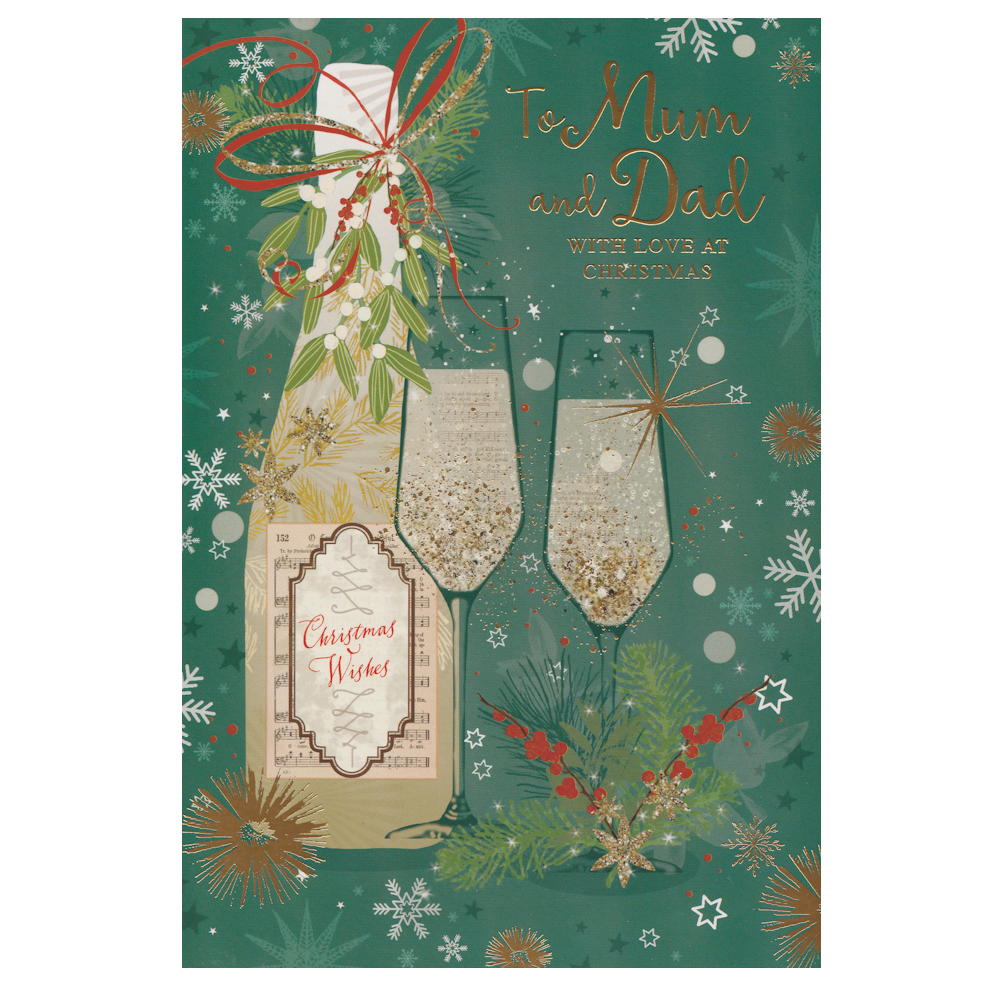 Christmas Card Mum & Dad Mistletoe Bottle