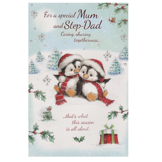 Christmas Card Mum & Step-Dad Penguins