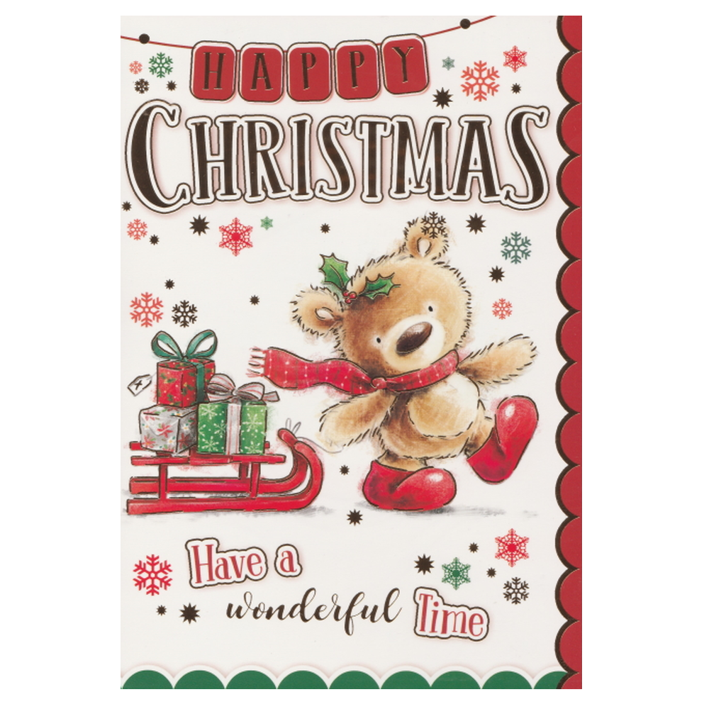 Christmas Card Teddy Sleigh