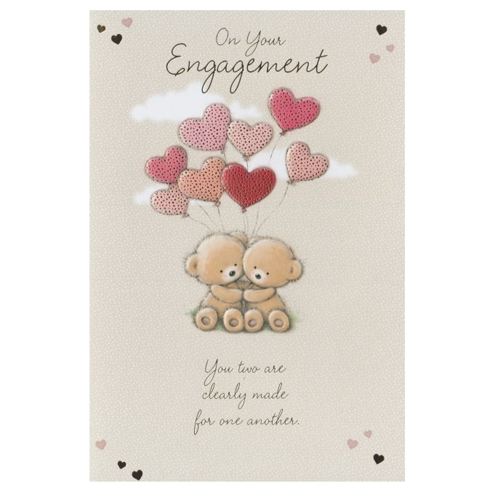 Engagement Card Bears Hearts