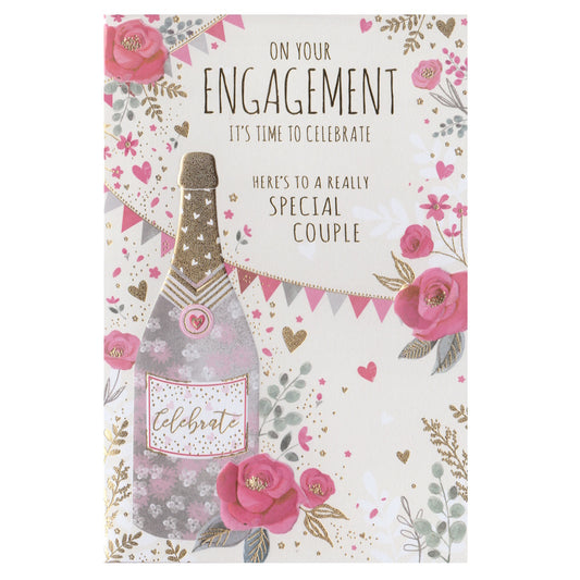 Engagement Card Champagne Bottle Celebrate