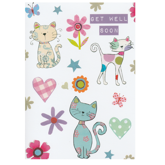 Get Well Card Colourful Cats