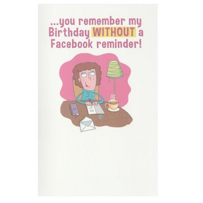 Front of this grandma birthday card features an illustration of a cartoon woman holding flowers, paired with a message.