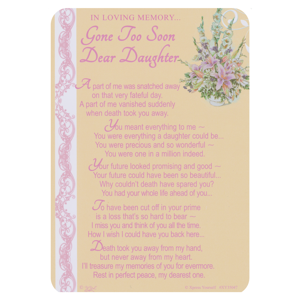 Graveside Memorial Card Loving Memory Daughter