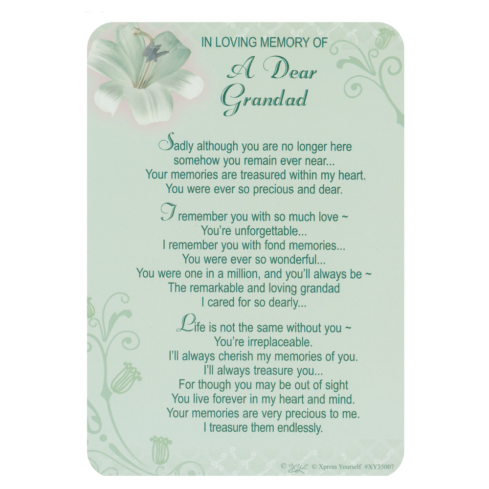 Graveside Memorial Card Loving Memory Grandad