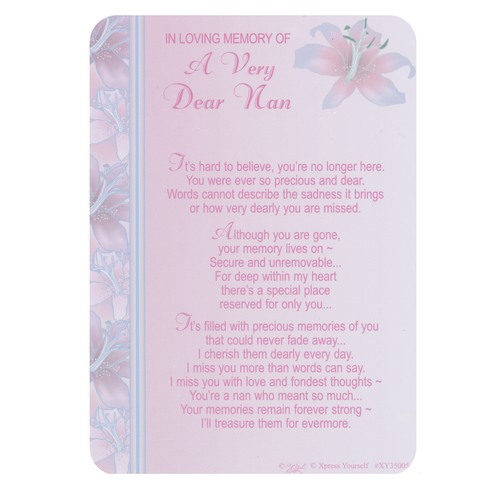 Graveside Memorial Card Loving Memory Nan