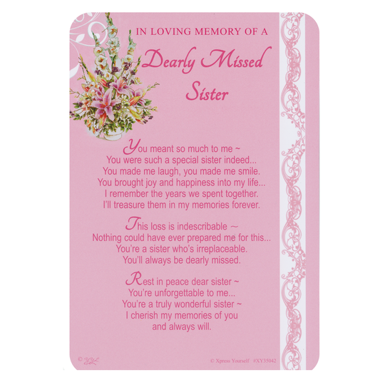 Graveside Memorial Card Loving Memory Sister