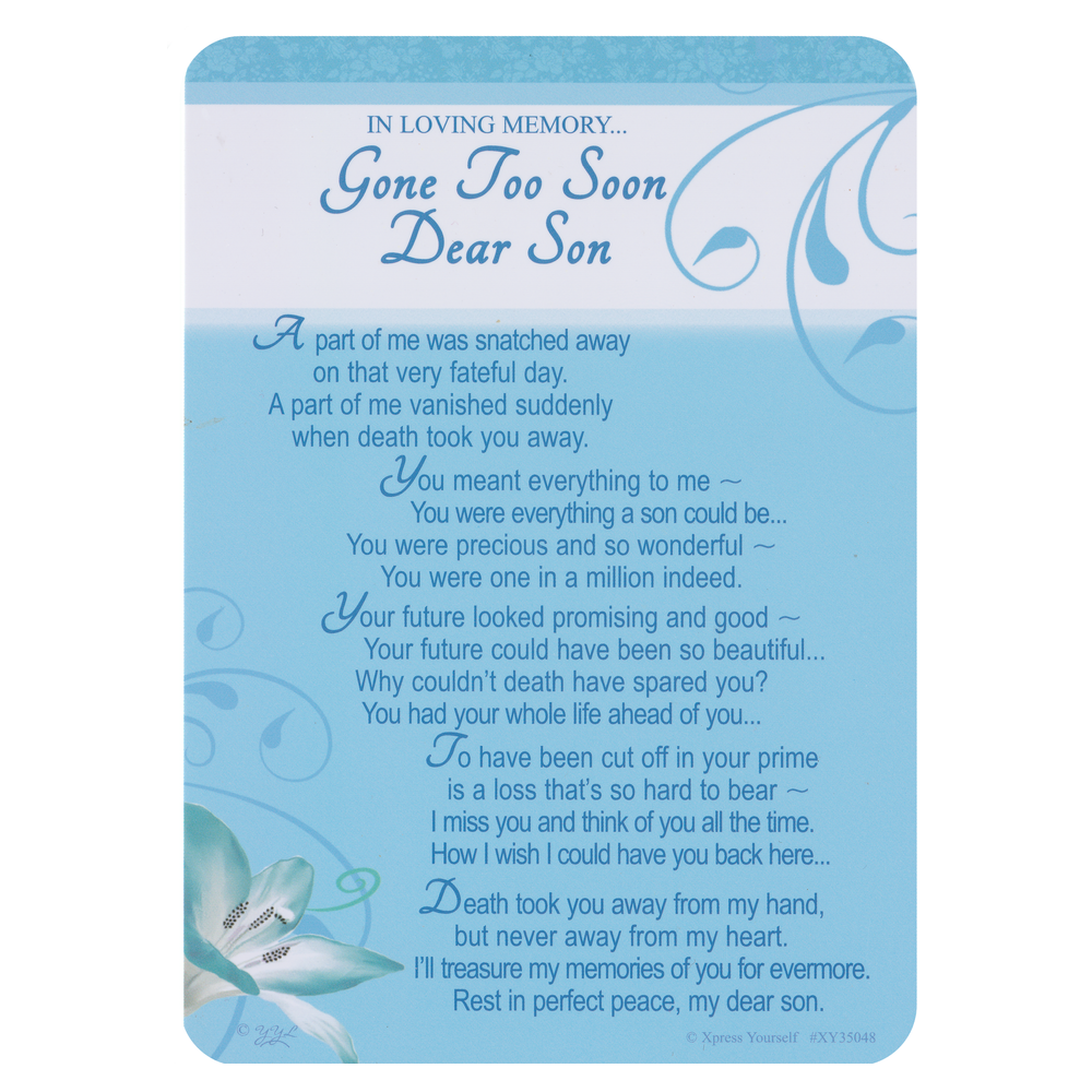 Graveside Memorial Card Loving Memory Son