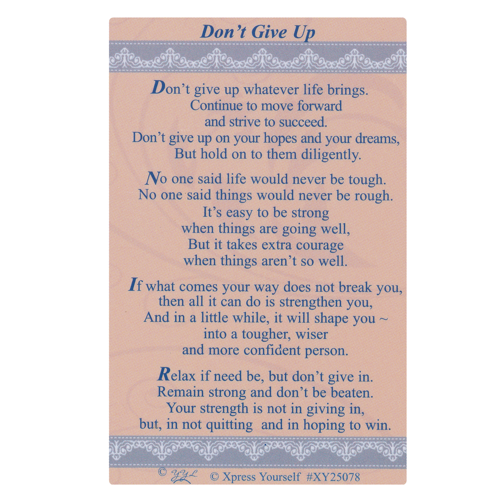 Keepsake Wallet Card Don't Give Up