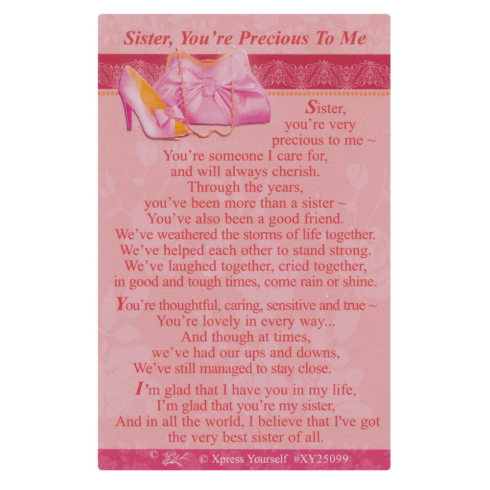 Keepsake Wallet Card Sister Precious To Me