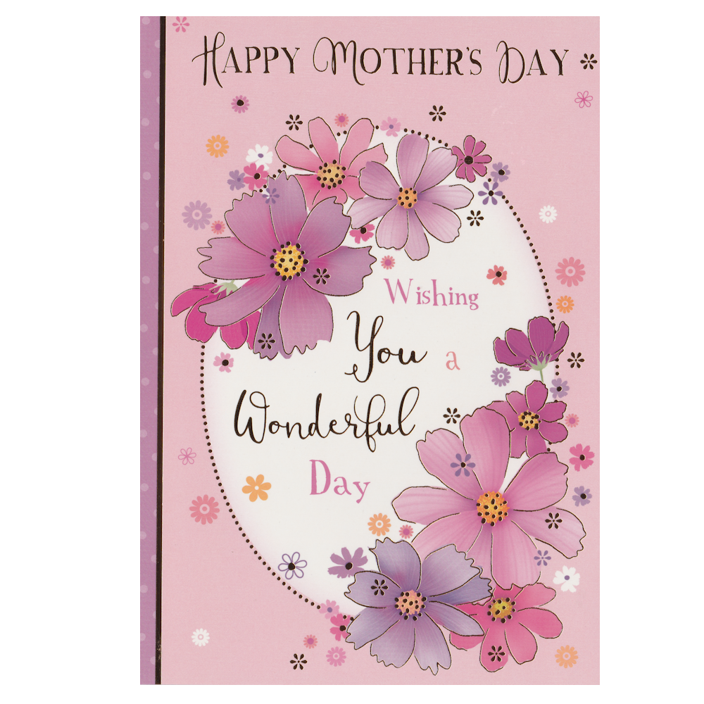 Mother's Day Card Flowers Purple & Pink