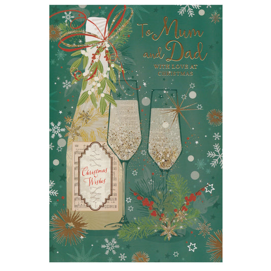 Christmas Card Mum & Dad Mistletoe Bottle