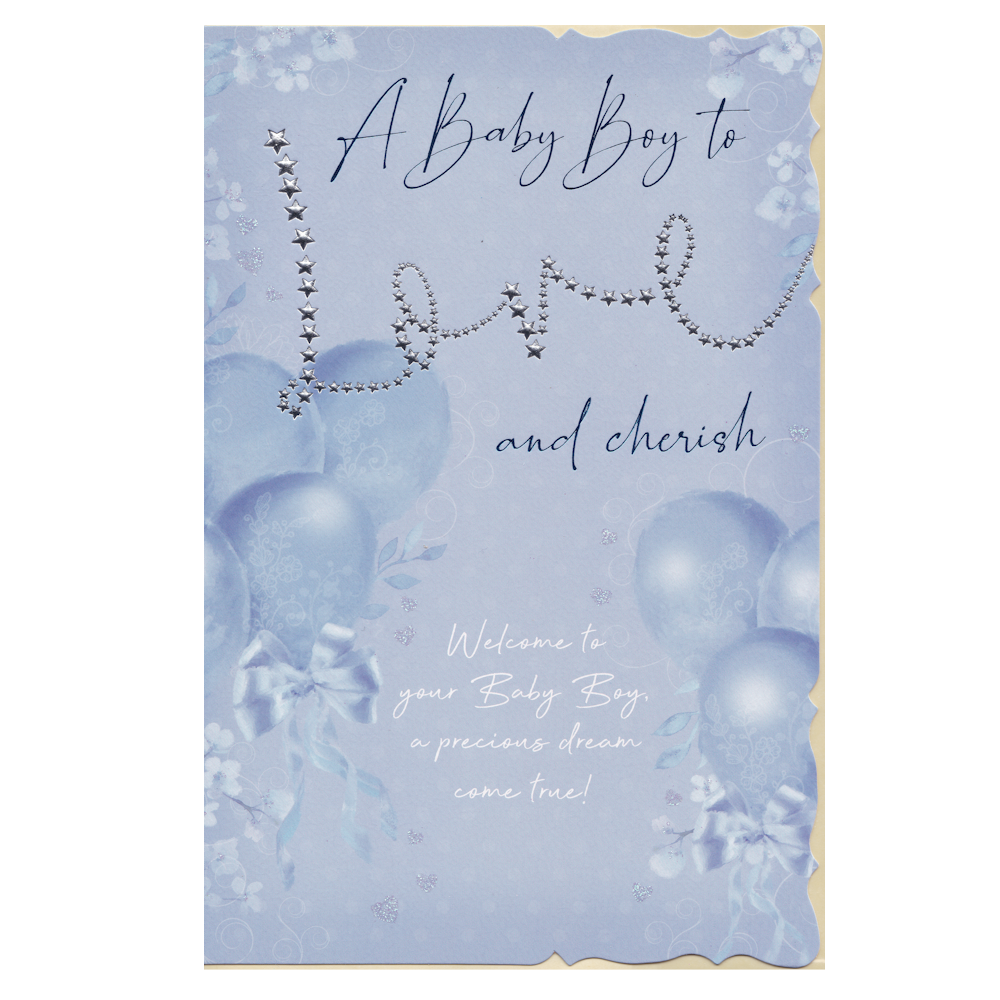 New Baby Card Baby Boy - Love and Cherish