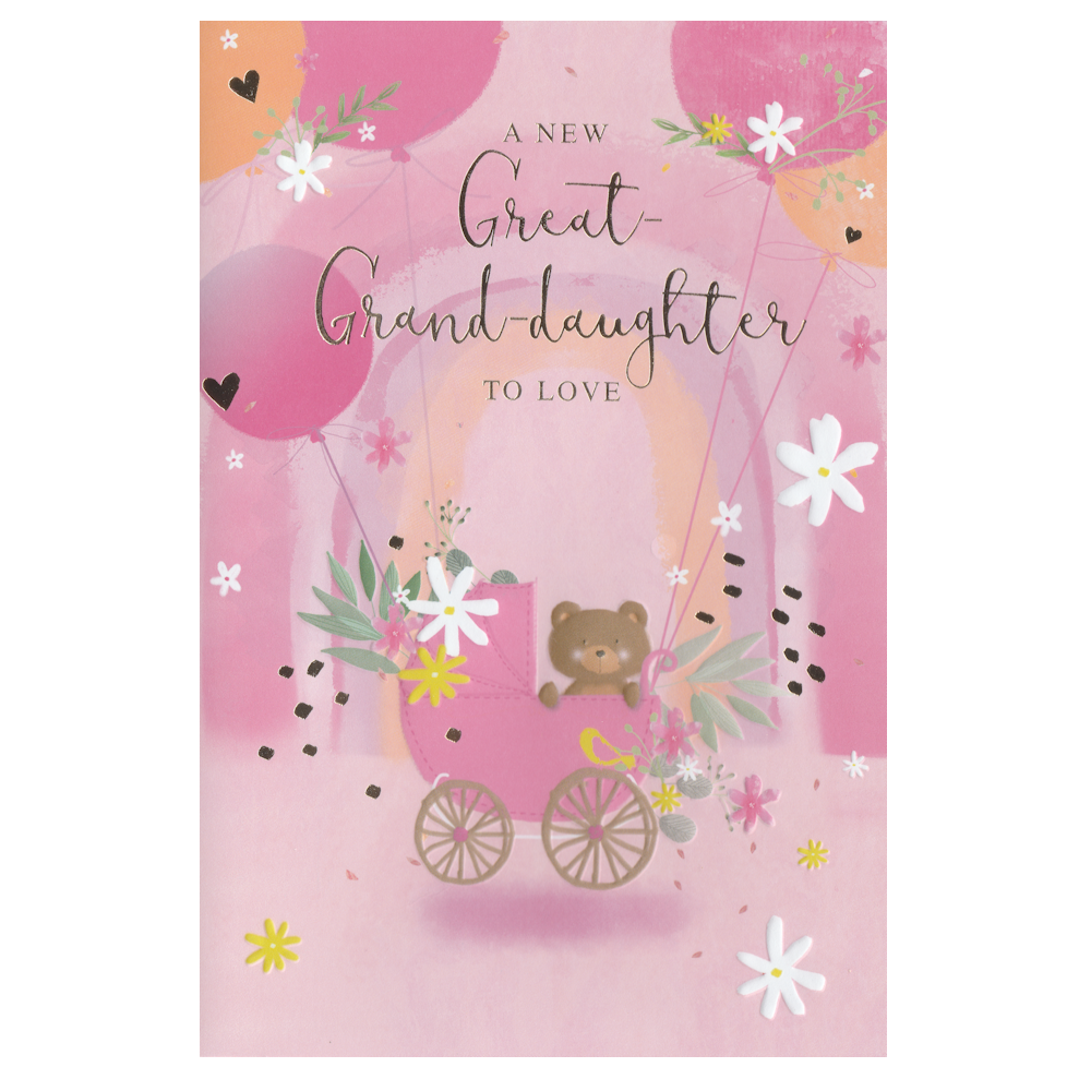 New Baby Card Great Granddaughter Pram