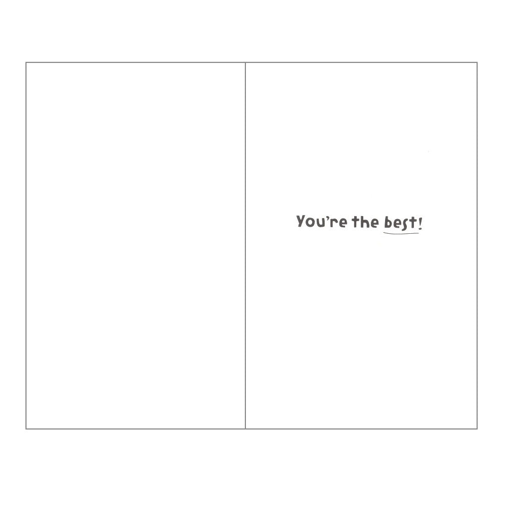 Front of this thank you teacher card features the text 'To a great Teacher THANK YOU You're SO BRILLIANT' written in various fonts and colours.