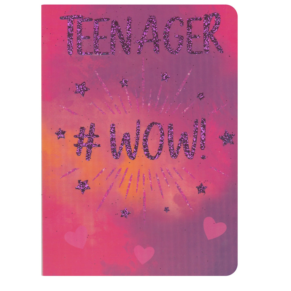 Front of this card features the text "Teenager #WOW!", surrounded by stars.