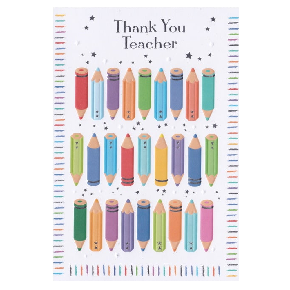 Thank You Card Teacher Pencils