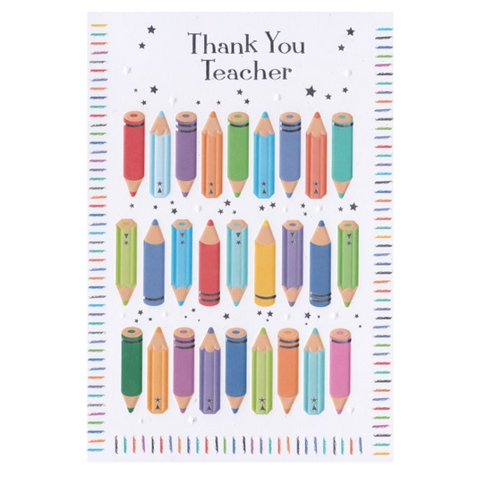 Thank You Card Teacher Pencils