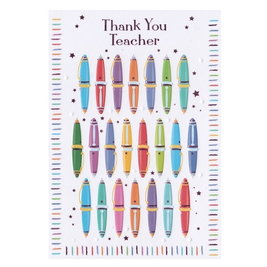 Thank You Teacher Card Pens