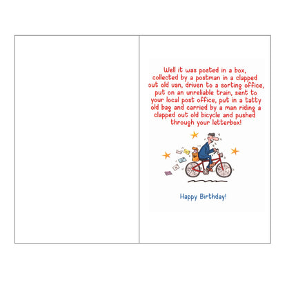 Front of this card features an illustration of a cartoon lion sat in a green armchair, paired with a message.