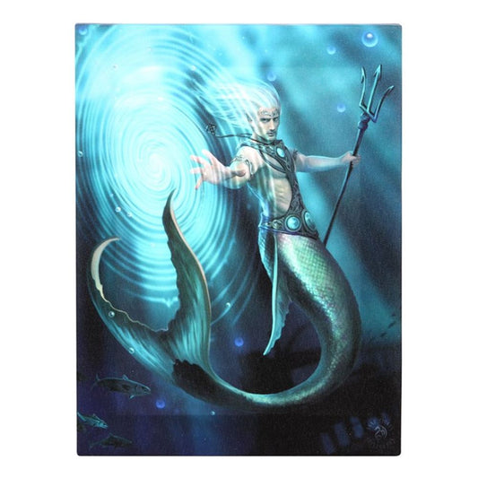 19x25cm Water Element Wizard Canvas Plaque by Anne Stokes