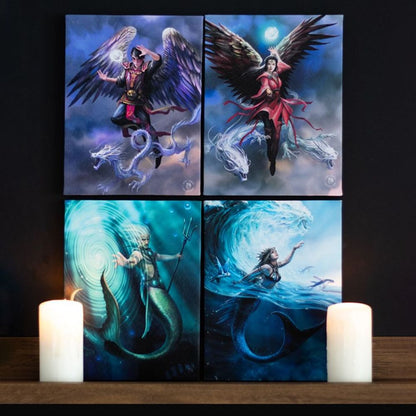 19x25cm Water Element Wizard Canvas Plaque by Anne Stokes