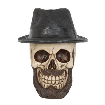 Skull Ornament with Trilby Hat