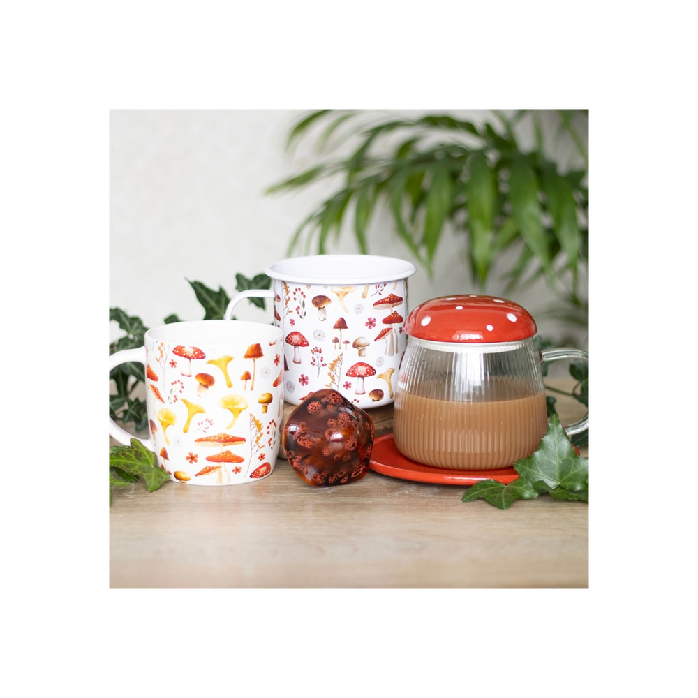 Glass Mushroom Mug and Saucer