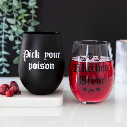 Pick Your Poison Stemless Wine Glass