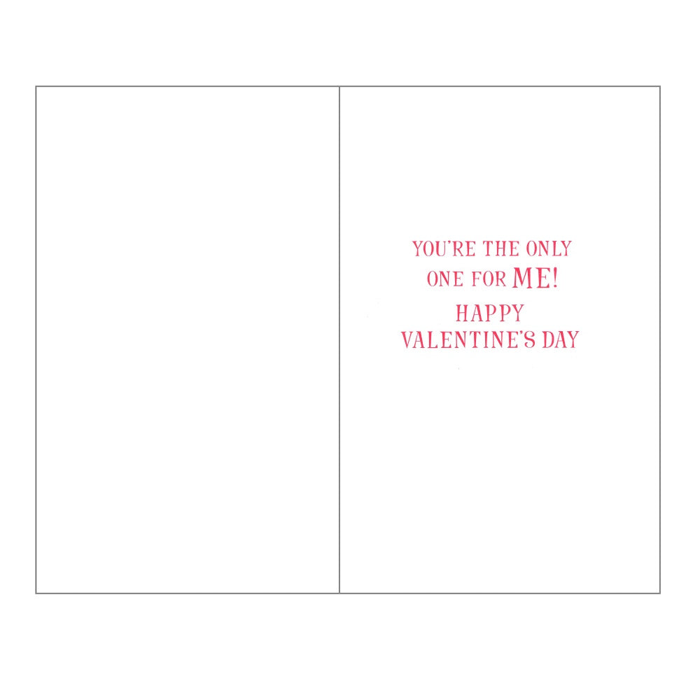 Front of this card features an illustration of hearts with the text 'For my Valentine, with all my love, My heart belongs to you! Please be mine.' surrounded by smaller hearts.