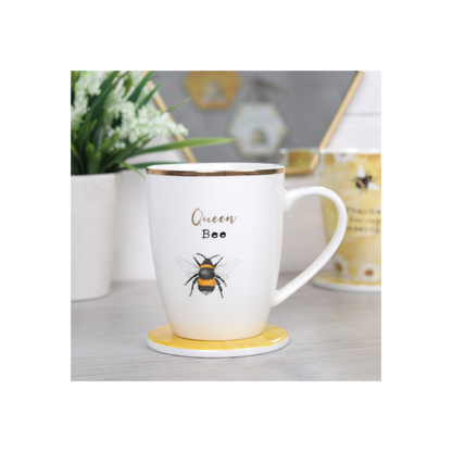 Queen Bee Ceramic Mug and Coaster Set